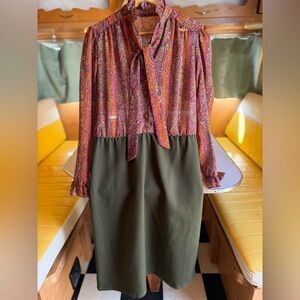 Rare Handmade 70s Vintage Paisley Secretary Dress